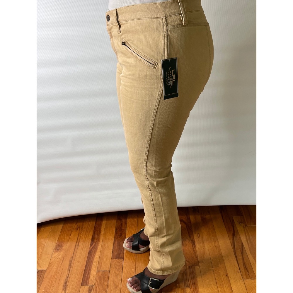 Brand New with Tags Lauren Ralph Lauren Tan Straight Leg Pants Sand Wash Size 12 - Picture 3 of 10